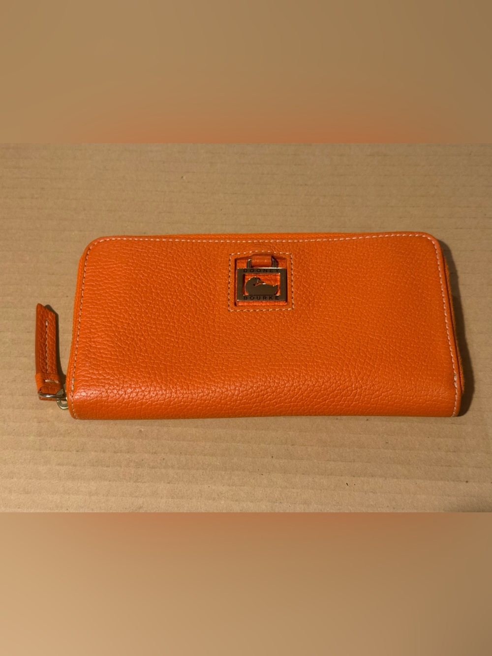Dooney & Bourke Orange Zip-Around Leather Wallet